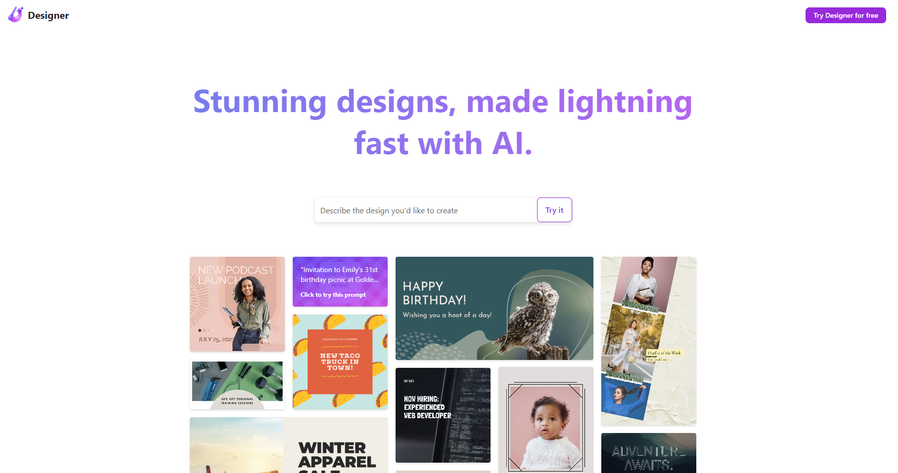 Microsoft Designer for Web - AI Tool