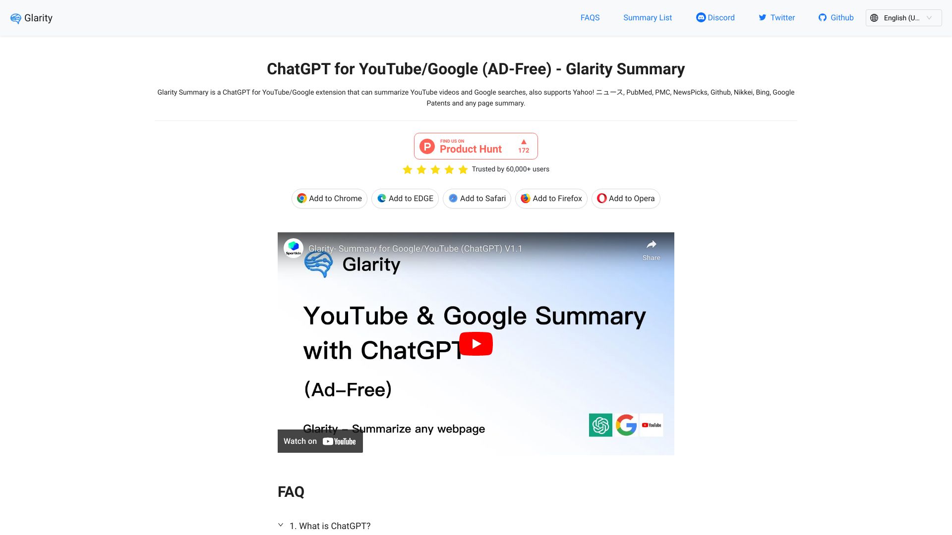 Glarity - Summarize Google and YouTube - AI Tool