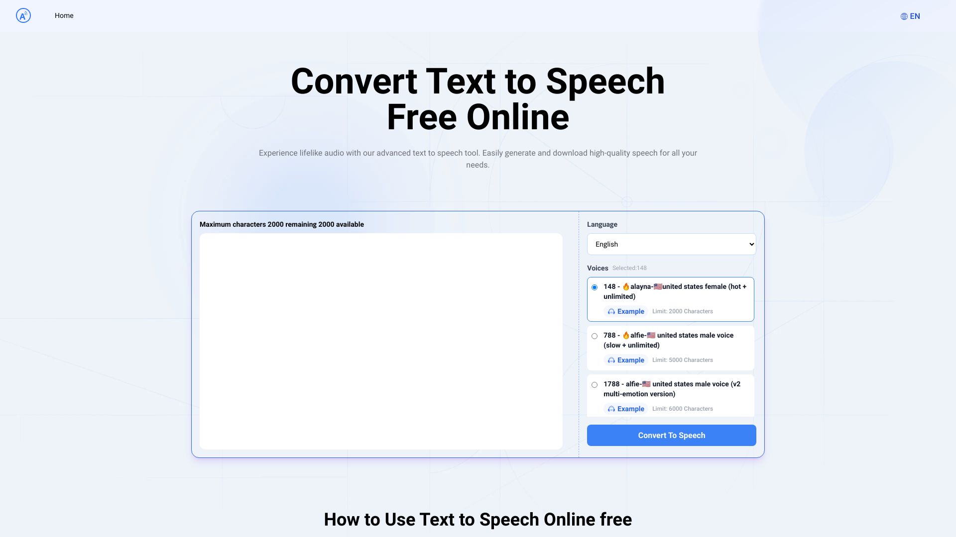 TexttoSpeech.im: Convert Text to Speech Free Online