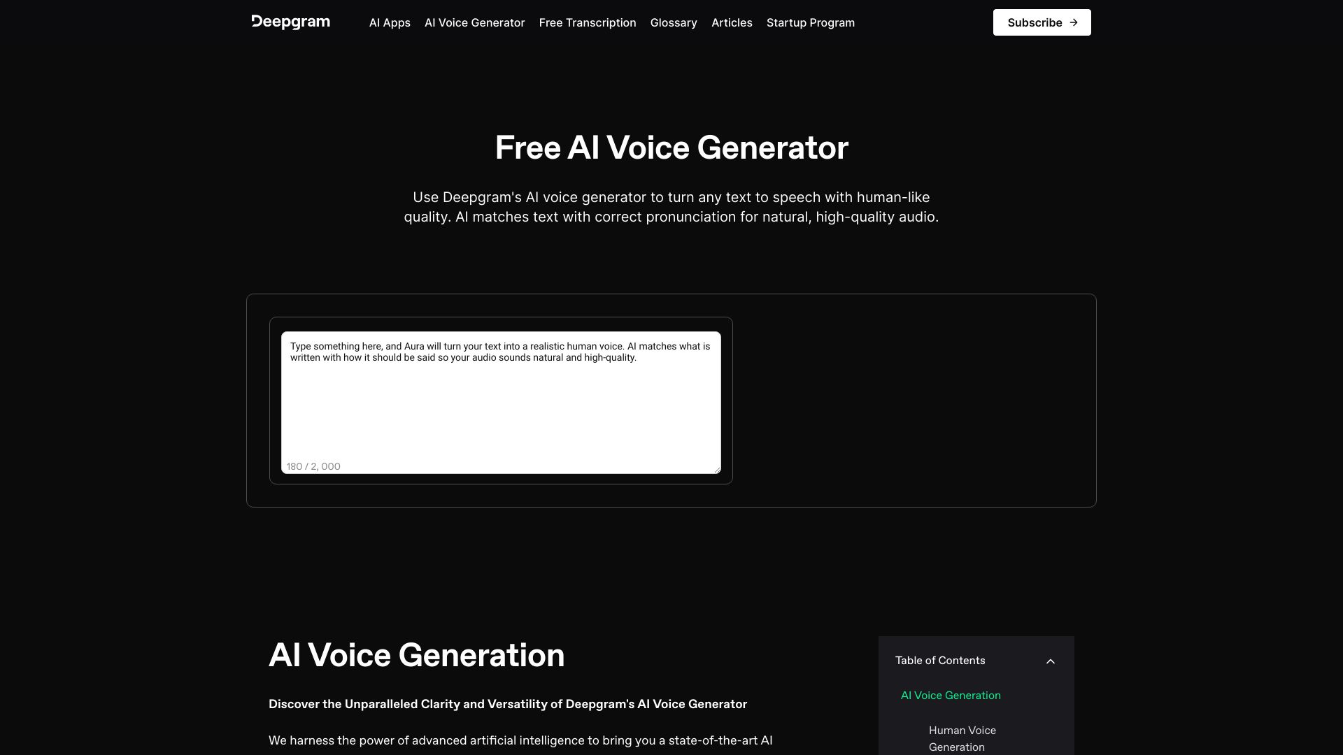 Deepgram AI Voice Generator - AI Tool