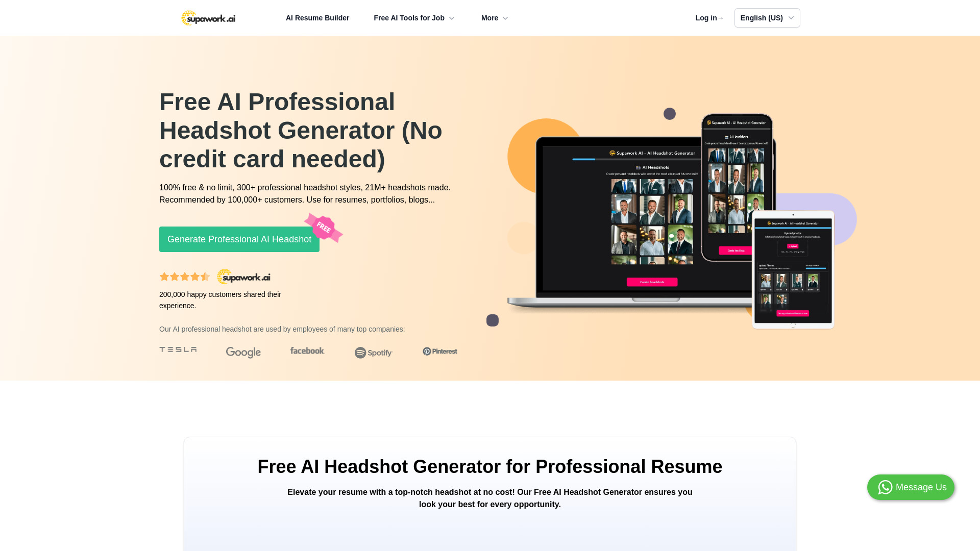 Free AI Headshot Generator | Supawork AI (100% free & no limit) - AI Tool