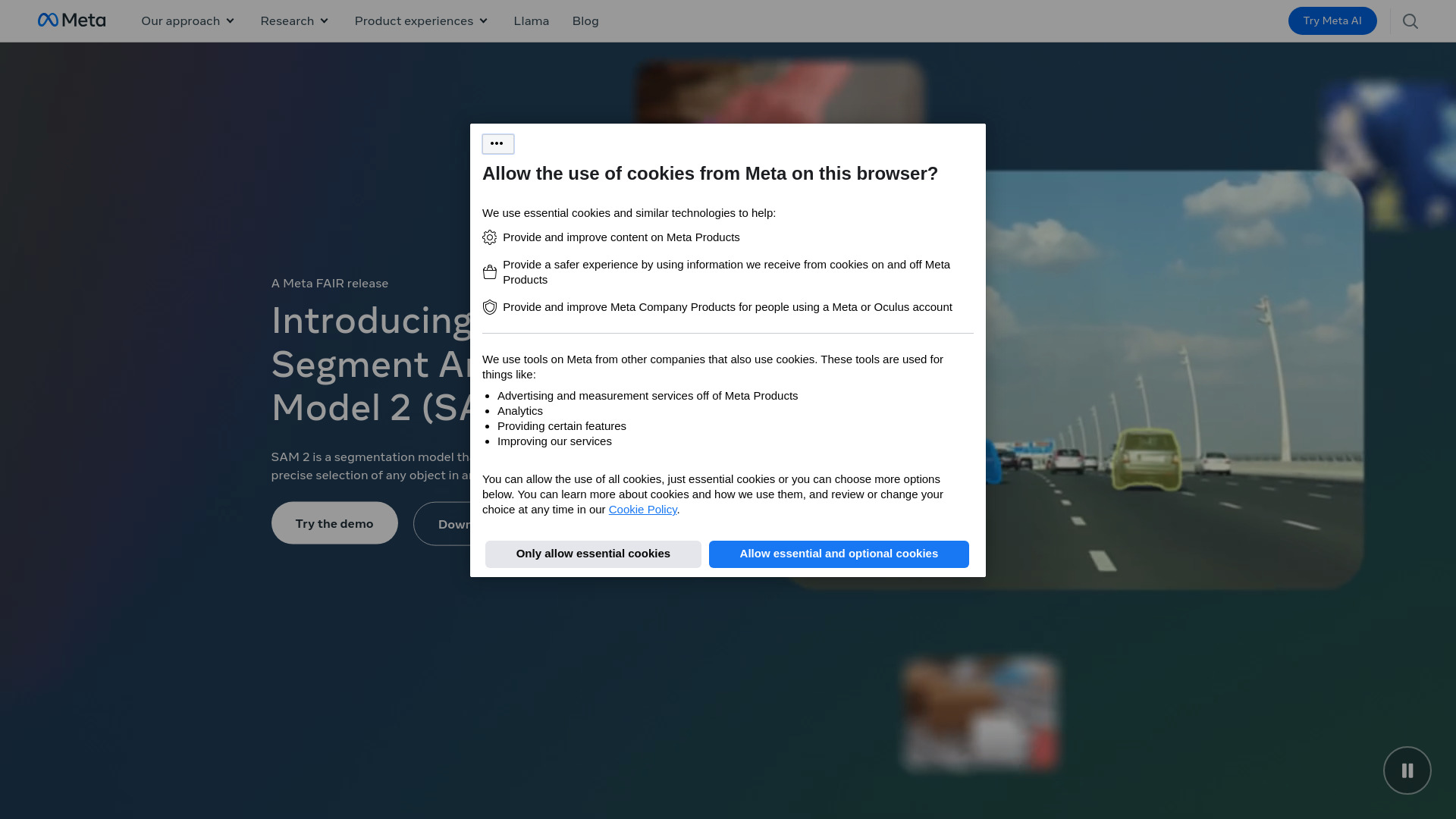 Meta Segment Anything Model 2 - AI Tool