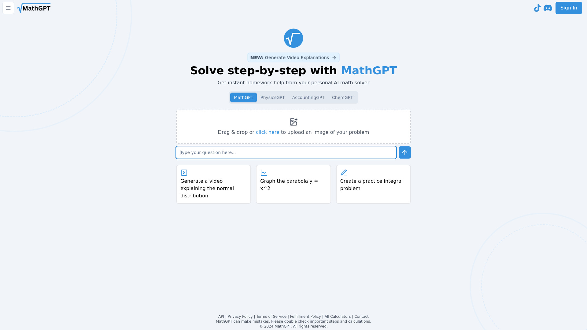 MathGPT - AI Math Solver & Animator - AI Tool
