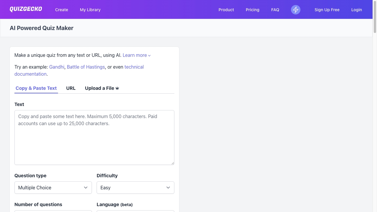 Quizgecko - AI Tool